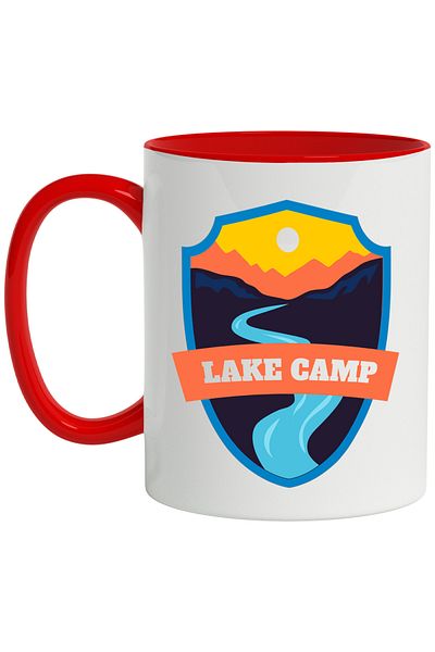 StoryGift Romania Mug With Message In English Lake Camp, Sunset, River, Camp, Mountain, Lake, Multicolor 33, With