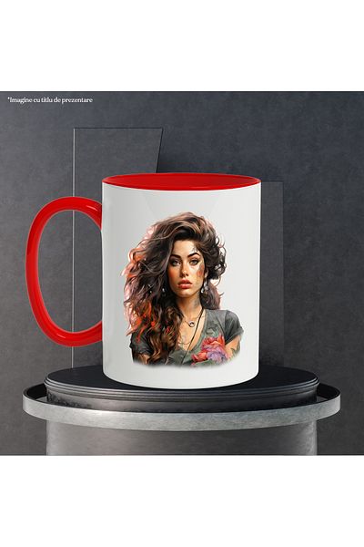 StoryGift Romania Mug With Amy Winehouse, Singer, Artist, Music, Multicolor 330 ml, Ceramic c, With