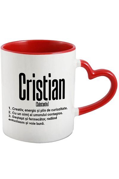 StoryGift Romania Cana Cu Numele Cristian, Cu Mesaj Motivational, Creativ, Energic, Curios, Destep, Cu ,stg