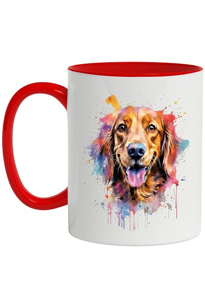 StoryGift Romania Puppy Head Mug, Smile, Animal, Watercolor, Multicolor 330 ml, Ceramic with, With