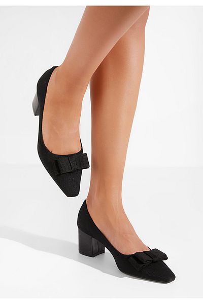 B T Shoes Sherry Black Mid Heel Shoes