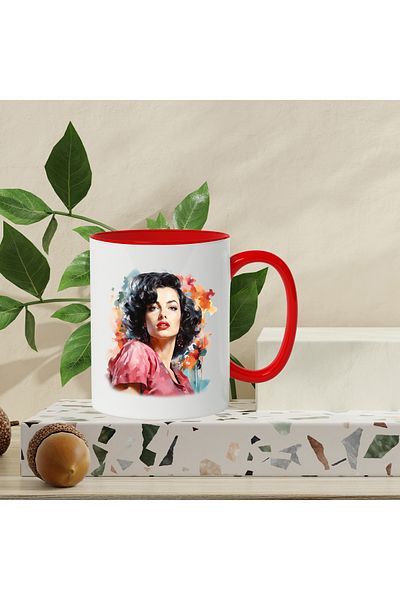 StoryGift Romania Mug With Sophia Loren, Actress, Celebrity, Movie Star, Multicolor 330 ml, Wax, With ,STG