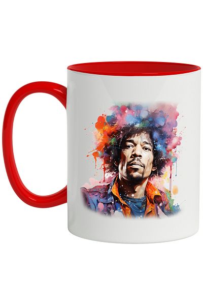 StoryGift Romania Mug With Jimi Hendrix, Guitarist, Celebrity, Musician, Multicolor 330 ml, Ceram, With