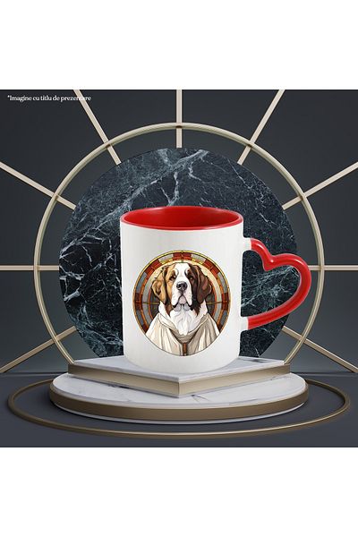 StoryGift Romania Mug with a dog in period clothing, illustration, circle, abstract, important role, f, With, STG