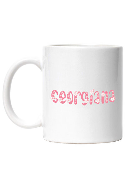 StoryGift Romania Cana Cu Numele Georgiana, Flori, Colorat, Roz, Dragut, 330m...