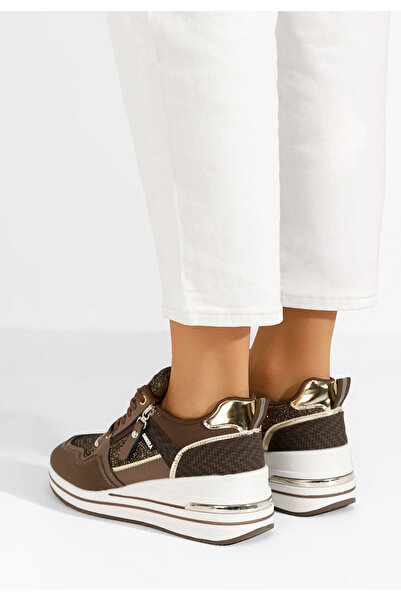 B T Shoes Hnědé dámské tenisky na klínku Orpha