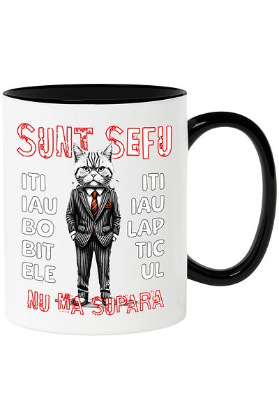StoryGift Romania Boss cat mug don't get mad at me I'll take your cereal or milk funny furry animal, 3, With