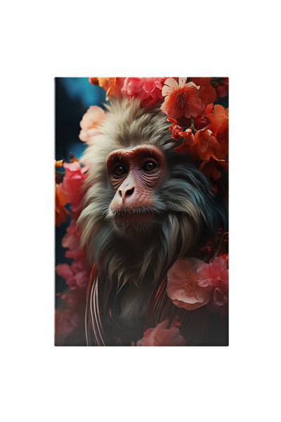 StoryGift Romania Tablou Canvas: În Gânduri Ascunse Flori De Elită Maimuța În...