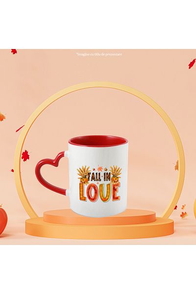 StoryGift Romania Mug with the message "Fall in love", autumn, illustration, falling in love, love, pumpkin, With ,STG