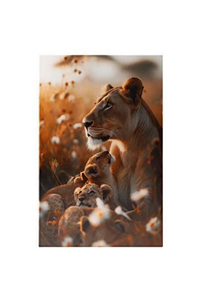 StoryGift Romania Tablou Canvas: Mother Lion And Two Baby Lion, Micii Lei Si ...