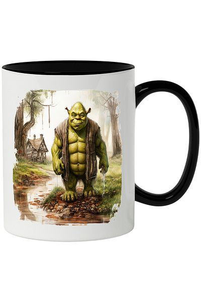 StoryGift Romania Mug With Shrek, Ogre, Swamp, Character, Cartoon Lovers, Multicolor, With