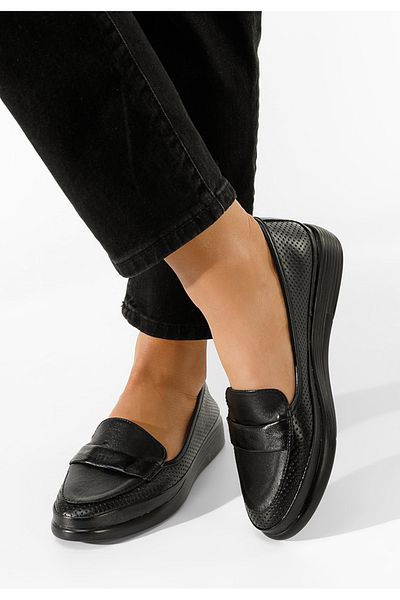 B T Shoes Sadira Natural Leather Loafers Black