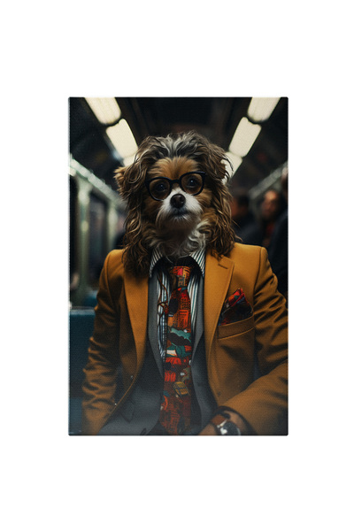 StoryGift Romania Tablou Canvas: Afacerea Din Metrou Și Câinele În Costum Elegant Pictura Digitala