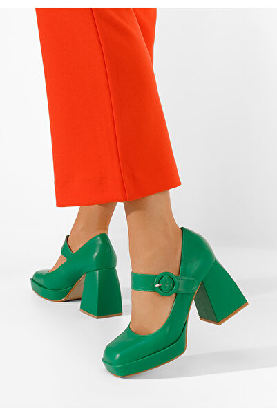 B T Shoes Γόβες με χοντρό τακούνι Lavosa πρασινο