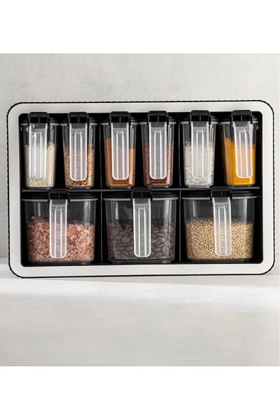 Moreno 9-Piece Spice Bowl Set with Stand, Lid and Spoon