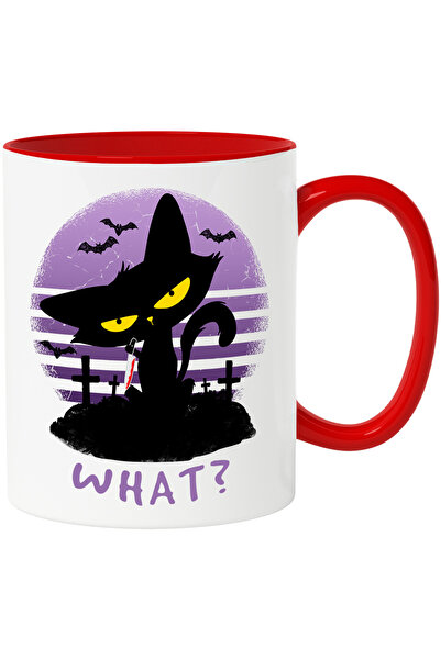 StoryGift Romania Mug with horror cat in cemetery with the message "What?", k...
