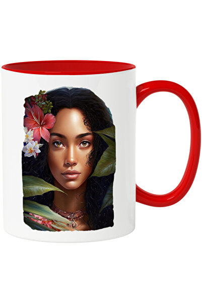 StoryGift Romania Cana Cu Fata Creata Cu Floare In Par, Exotic, Jungla,cerami...