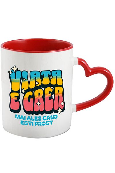 StoryGift Romania Cana Cu Design Stil Valuri Mare Text Viata E Grea Mai Ales Cand Esti Prost, Copi, Cu ,stg