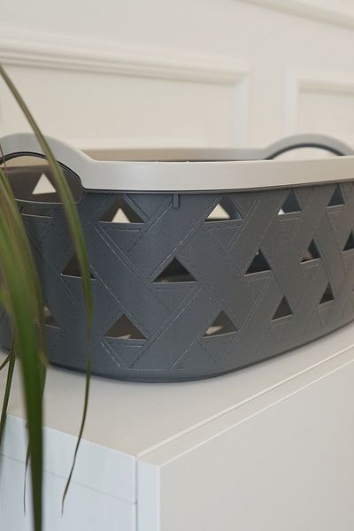 EVLE Leather Pattern Storage and Organization Basket Set (4-Pack), Gray