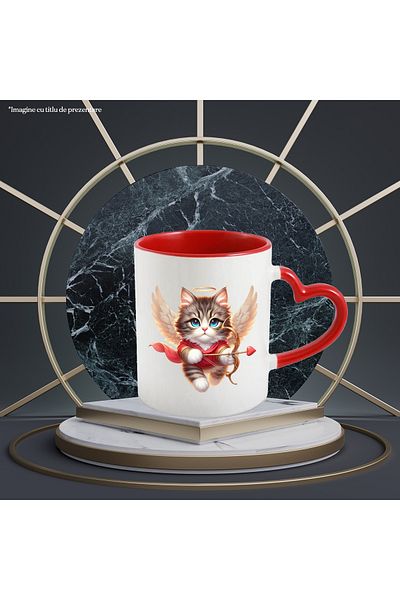 StoryGift Romania Mug with a kitty Cupid, illustration, wings, archery, Valentine's Day, , With ,STG