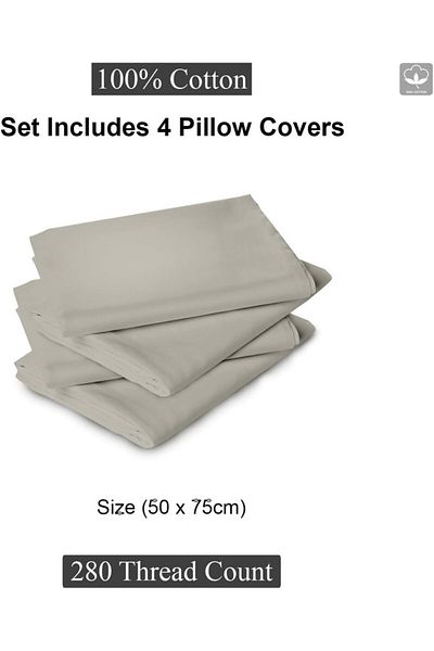 Hotel Linen Klub 4-Piece 100% Cotton Sateen Pillowcase (50x75cm) – Silky Soft Feel Like Satin, Hotel-Quality Bedding