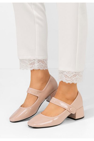 B T Shoes Annaliese Beige Chunky Heel Shoes
