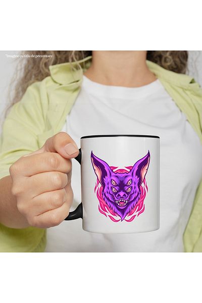 StoryGift Romania Cana Cu Cap De Liliac, Monstru, Flacari, Ochi, Colti, Horror, Multicolor 330 ml,, Cu ,STG