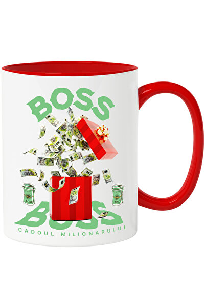 StoryGift Romania _Boss_ Mug - Millionaire's Gift, 330ml, Ceramic with Red Ha...