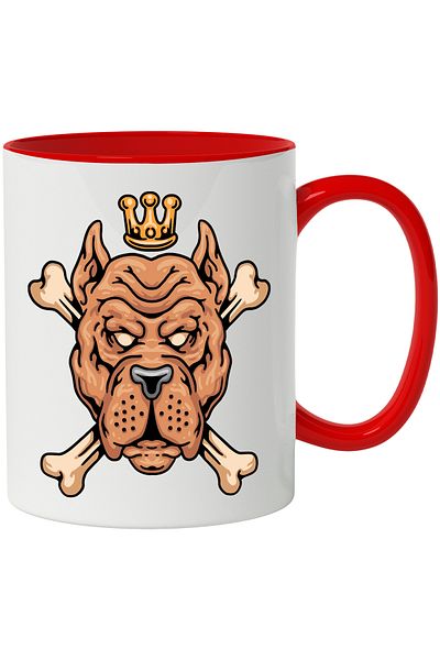 StoryGift Romania Mug With Puppy, Amstaff, Bones, Crown, Dog Lovers, Multicolor 330 ml, Sky, With