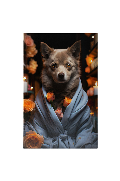 StoryGift Romania Tablou Canvas: Portret Puiul De Lup În Halat Bleu Cu Tranda...