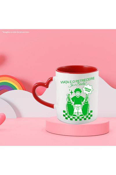 StoryGift Romania Mug Life is a party. Take a bottle of alcohol man, 330ml, Ceramic with Handle in, With, STG