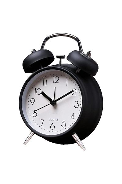 PUFO Ceas deșteptător de masă Prime cu buton iluminat, metalic, 15 cm, negru