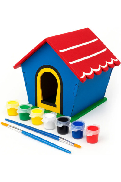 İntelliGames Wooden Toy Birdhouse and House Painting Kit, Wooden Painting House, Wooden Toy Puzzle Birdhouse