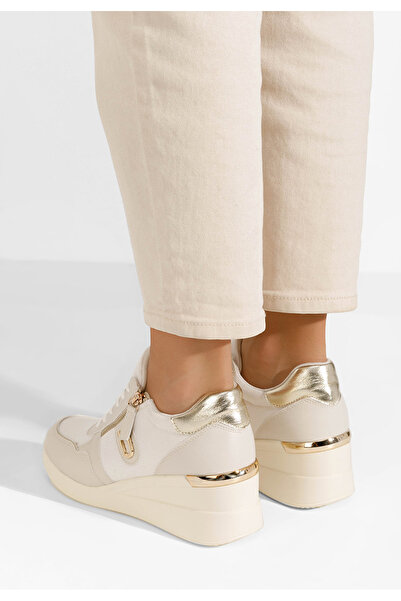 B T Shoes Béžové dámské tenisky na klínku Ilioana