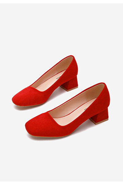 B T Shoes Arola Red Low Heel Shoes