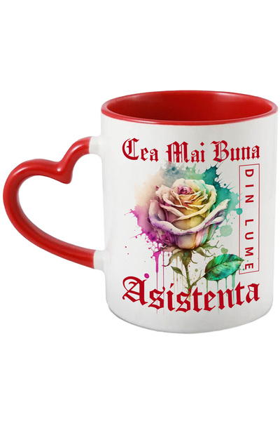 StoryGift Romania Cana Cu Textul Cea Mai Buna Asistenta, Din Lume, Floare, Tr...