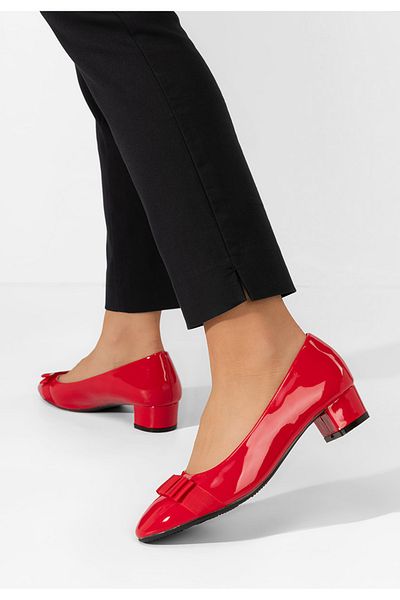 B T Shoes Jacki V4 Red Low Heel Shoes