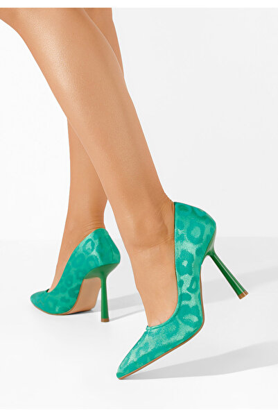 B T Shoes Lancia green stiletto heels