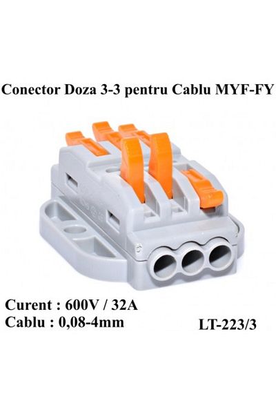 CLASSLIGHTS Mufă conector pentru cablu 3-3 LT-223/3, ElectroAZ