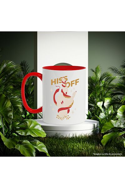 StoryGift Romania Mug With English Message Hiss Off, Snake, Hand, Stars, Multicolor 330 ml, Ceramics, With ,STG