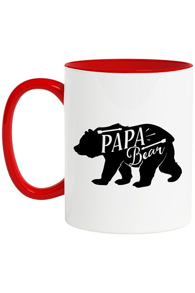 StoryGift Romania Mug with a bear figure and arrows with the message "Papa bear" - father bear with Ro Handle, With