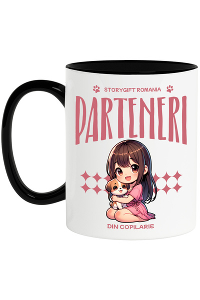 StoryGift Romania Cana Fata Cu Caine Mesaj Parteneri Din Copilarie, 330ml, Ce...