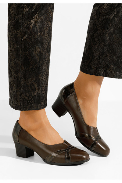 B T Shoes Khaki lodičky na nízkom opätku Annie