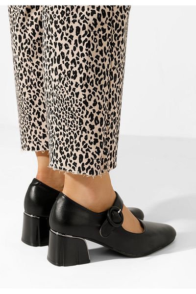 B T Shoes Pantofi Cu Toc Gros Celena Negri