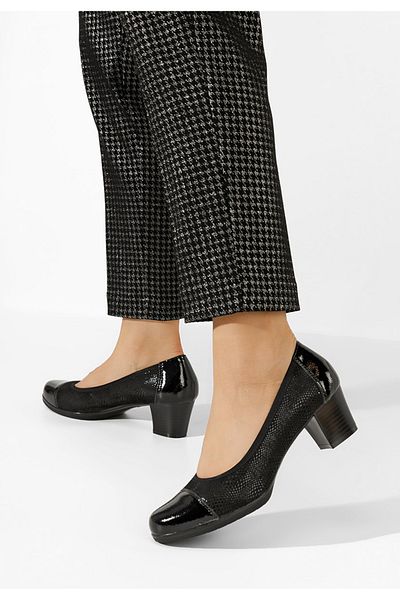 B T Shoes Pantofi Cu Toc Gros Samia Negri