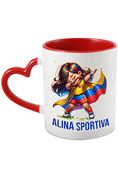 StoryGift Romania Cana Cu Fata Costum Sportiv Fotbal Text Alina Sportiva Copi...