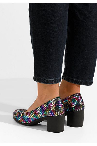 B T Shoes Pantofi Cu Toc Gros Piele Dalida V3 Multicolori