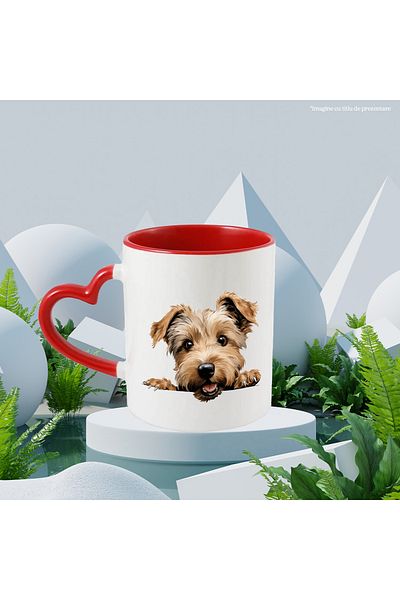 StoryGift Romania Mug with a crazy puppy | illustration | playful | for dog lovers | c, Cu,STG.