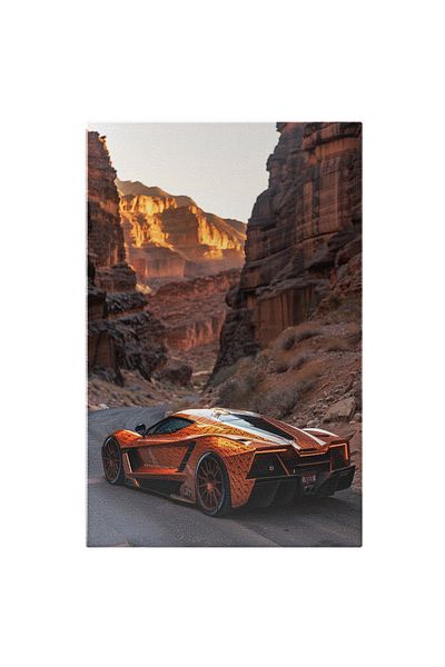 StoryGift Romania Canvas Painting: Golden Fireball Among the Walls of the Old Canyon Rocks Carved By Nature Painting