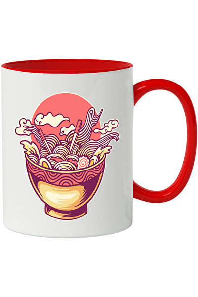 StoryGift Romania Cana Cu Mancare, Ramen, Noodles, Betisoare, Bol, Japonez, Multicolor 330 Ml, Cer, Cu ,stg
